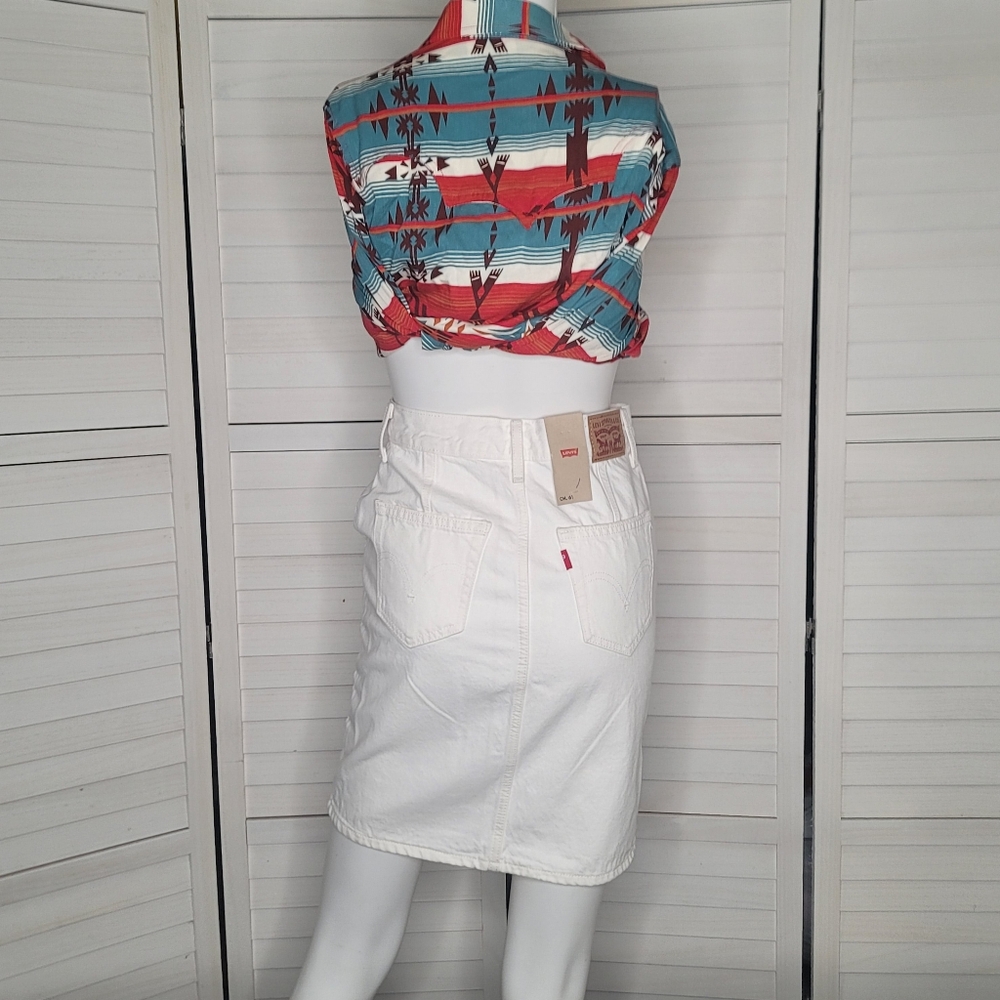 A Line Button Front Denim Skirt   size XXS (W24) NWT - Picture 4 of 12